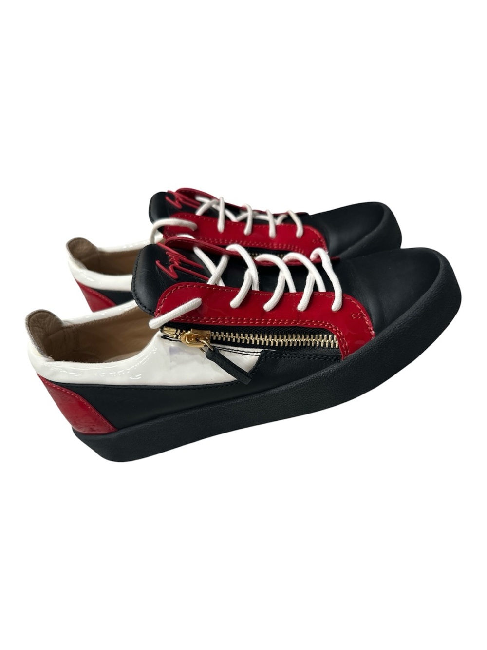 Giuseppe Zanotti Men's Low Top Leather Sneakers Black Red White Size 42 / US 9